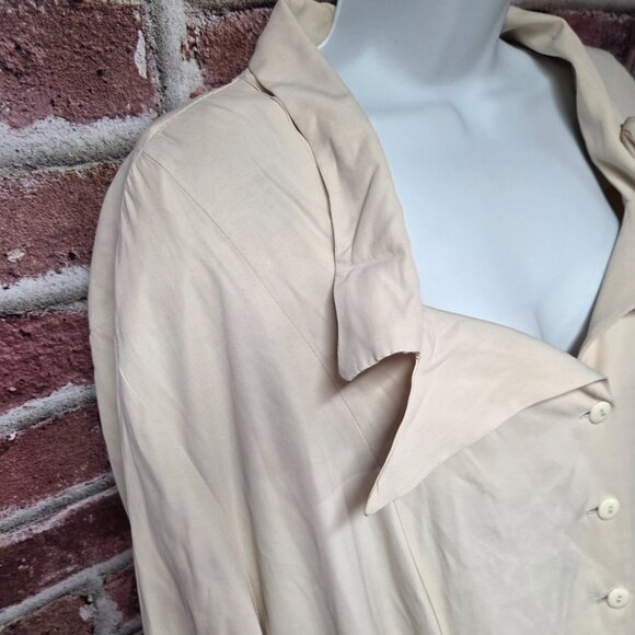 WR II Vintage Midi Dress 20 | Made in USA Cream Long Sleeve Cottagecore Retro - Picture 4 of 8
